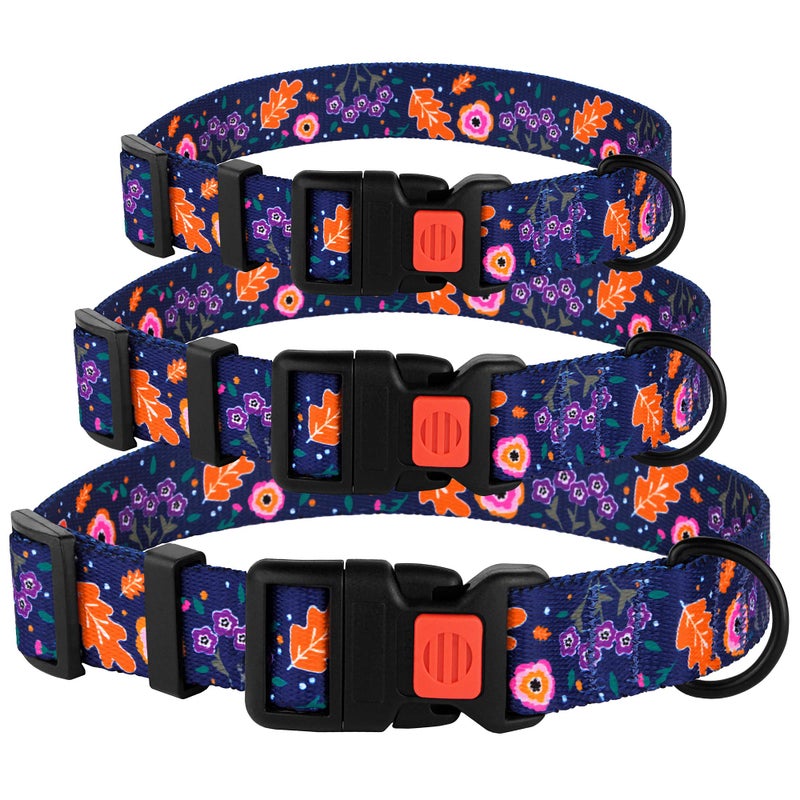 CollarDirect Nylon Dog Collar Floral Pattern Navy Blue 10-13 inch - Image 4